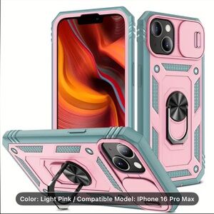 Light Pink iPhone 16 Pro Max Case with Stand